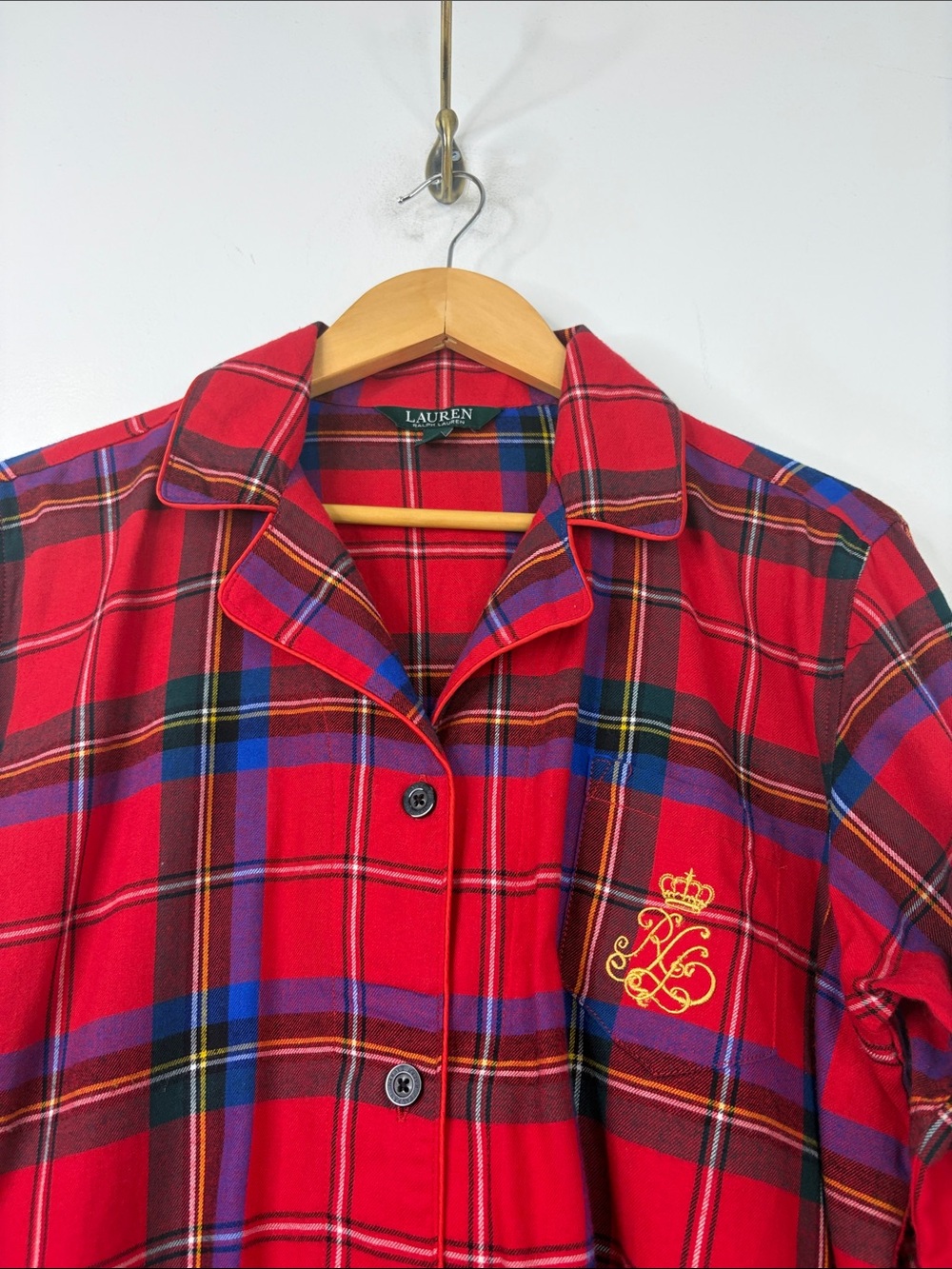 Lauren Ralph Lauren Pajamas Womens Large Red Tartan Plaid Cotton Flannel PJs - Picture 4 of 15